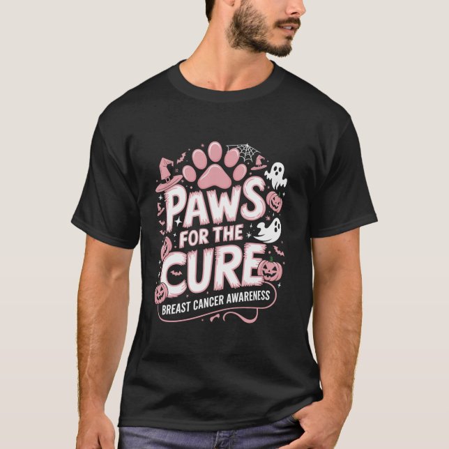 Pink Paws for the Cure Breast Cancer Cure Dog Yeas T-Shirt (Front)