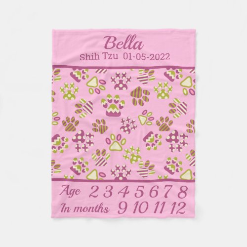 Pink Paws Pet Milestone Blanket