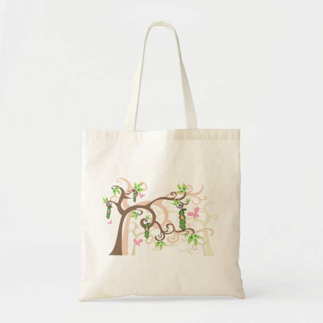 Pink Pea in a Pod Garden Girl Baby Shower Tote Bag (Front)