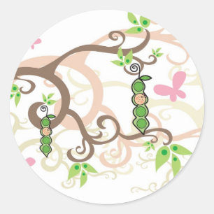 Pink Pea In A Pod Girl Baby Shower Sticker