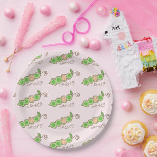 Pink Pea In A Pod Whimsical Sweet Girl Baby Shower Paper Plates