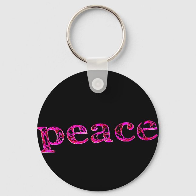 pink peace black keychain (Front)