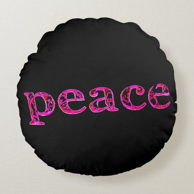 pink peace black round pillow (Front)