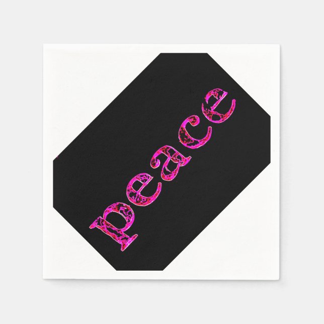 pink peace black white napkins (Front)
