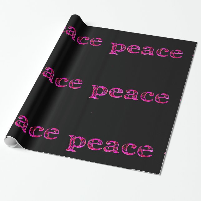 pink peace black wrapping paper (Unrolled)