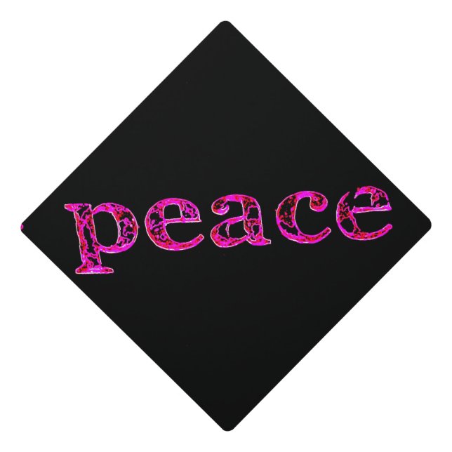 Pink peace blackThunder_Cove Graduation Cap Topper (Front)