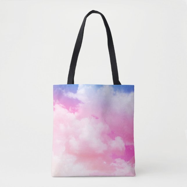 pink, peace, blue, yellow clouds and sky. Abstract Tote Bag (Front)