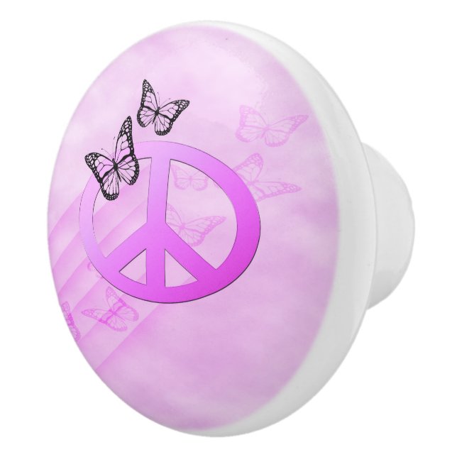 Pink Peace Ceramic Knob (Right)