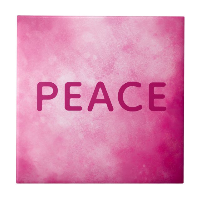 Pink PEACE Ceramic Tile (Front)