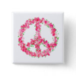Pink Peace Flowers Button