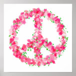 Pink Peace Flowers Poster