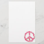 Pink Peace Flowers Stationery