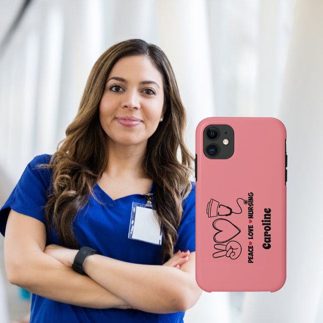 Pink Peace Love Nursing Appreciation  Case-Mate iPhone Case (Creator Uploaded)
