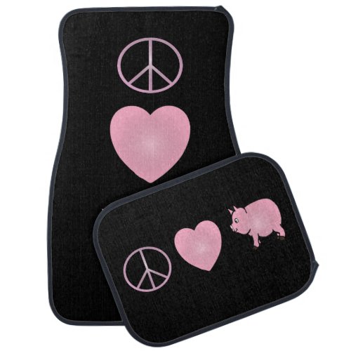 Pink Peace Love Pigs Car Floor Mat