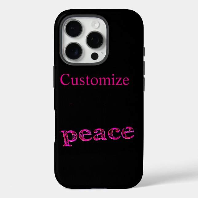 pink peace on black Case-Mate iPhone case (Back)