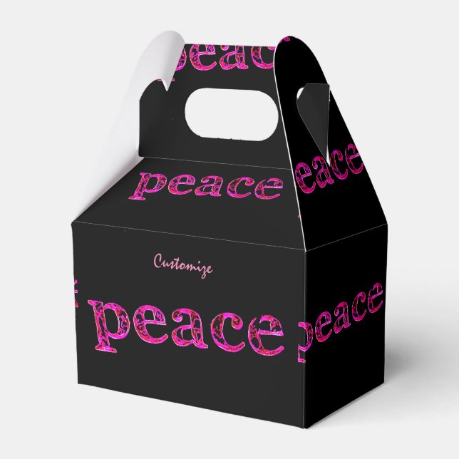pink peace on black favor boxes (Front Side)