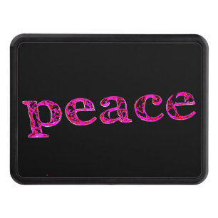 pink peace on black  hitch cover