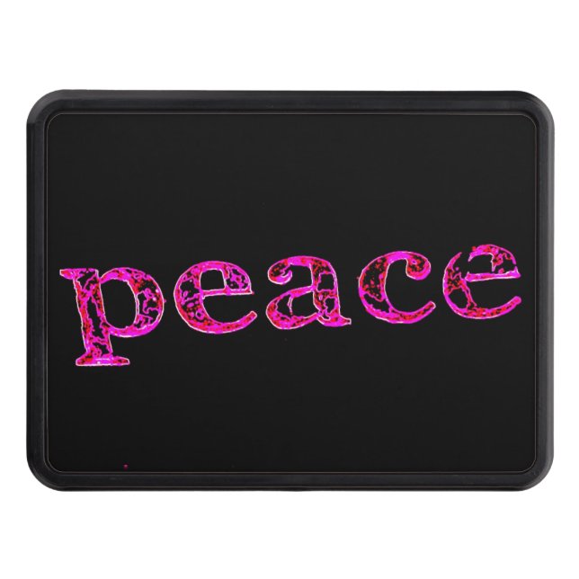 pink peace on black  hitch cover (Front)