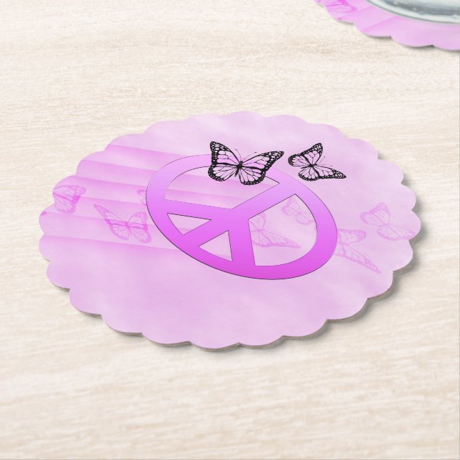 Pink Peace Paper Coaster (Angled)
