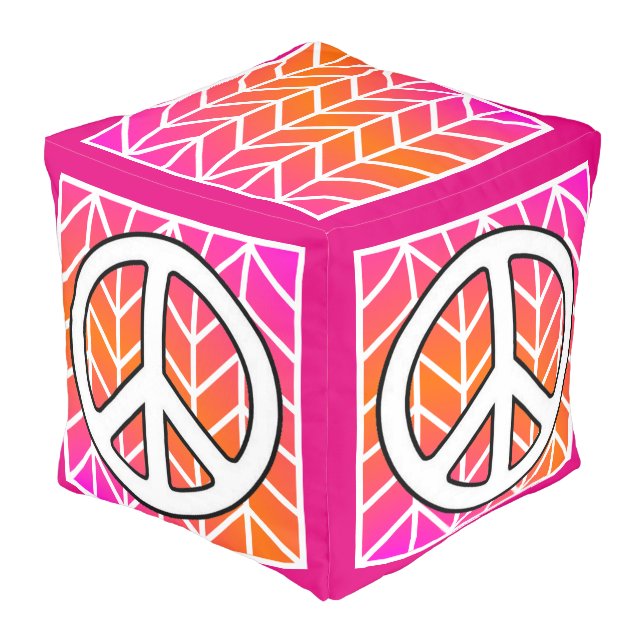 Pink Peace Pouf (Angled Back)