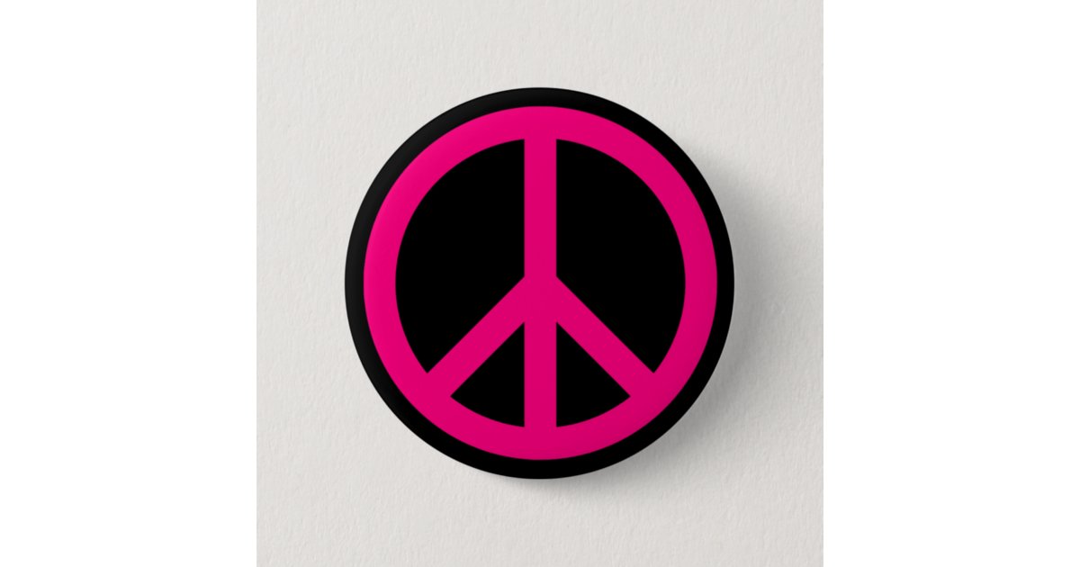 Pink Peace Sign Button Zazzle