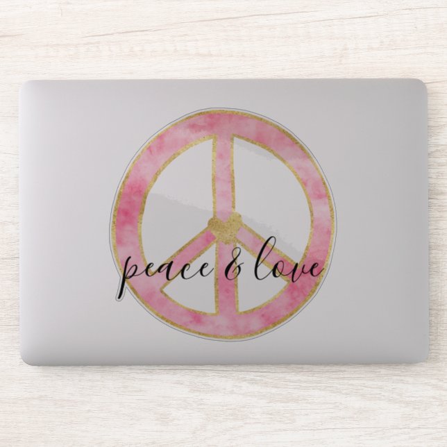 Pink Peace Sign Inspirational Quote Sticker (Computer)