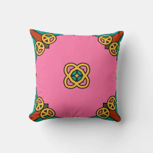 Pink Peace Sign Kaleidoscope Throw Pillow