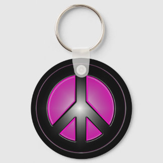 pink peace sign keychain