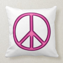 Pink Peace Sign Throw Pillow