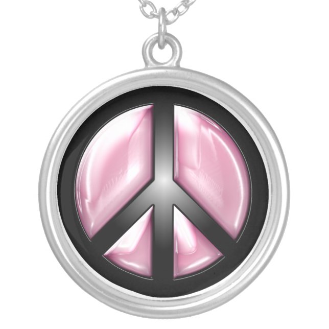 Pink Peace Silver Plated Necklace (Front)
