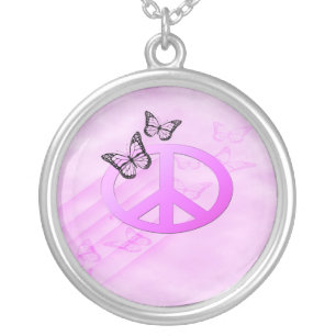 Pink Peace Silver Plated Necklace