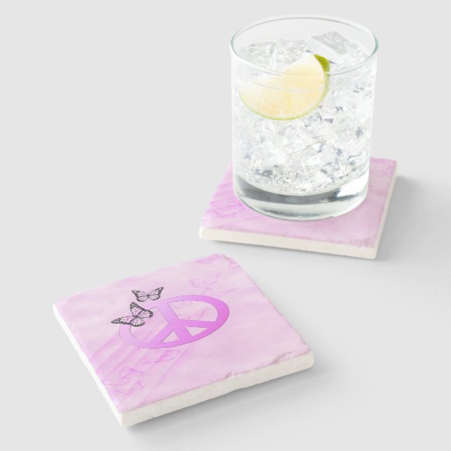 Pink Peace Stone Coaster (Side)
