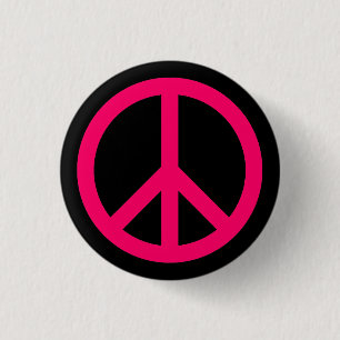 Pink Peace Symbol Button