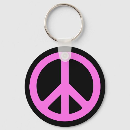 Pink Peace Symbol Keychain