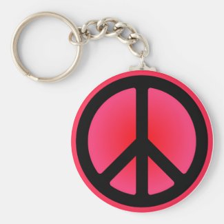 Pink Peace Symbol Keychain