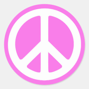 Pink Peace Symbol Stickers
