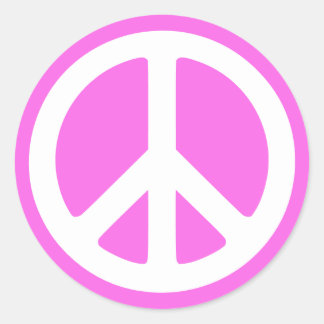 Pink Peace Symbol Stickers