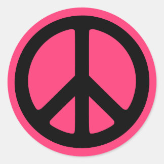 Pink Peace Symbol Stickers