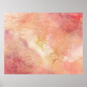 Pink Peach Abstract Ink Painting Poster
