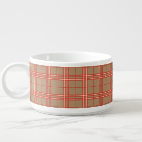 Pink Peach and Brown Plaid Bowl