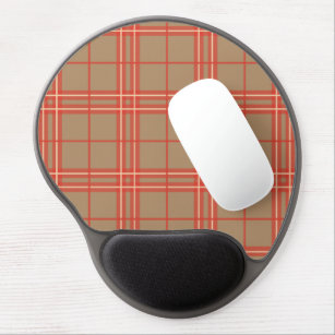Pink, Peach and Brown Plaid Gel Mouse Pad