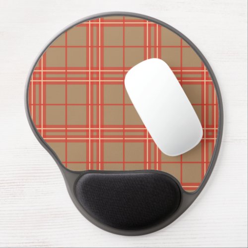 Pink Peach and Brown Plaid Gel Mouse Pad