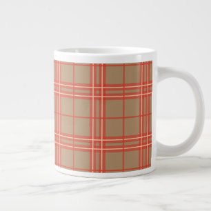 Pink, Peach and Brown Plaid Giant Coffee Mug