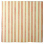Pink, Peach, and Cream Stripes Pattern Ceramic Tile