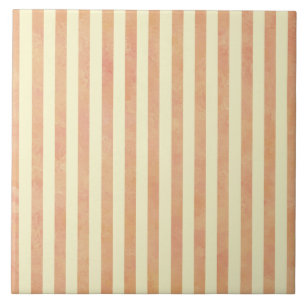 Pink, Peach, and Cream Stripes Pattern Ceramic Tile