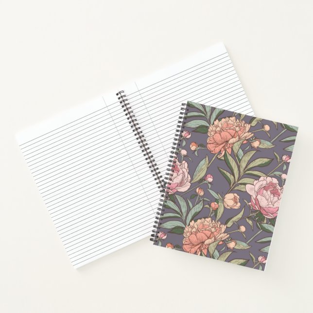 Pink, peach and gray floral pattern notebook (Inside)