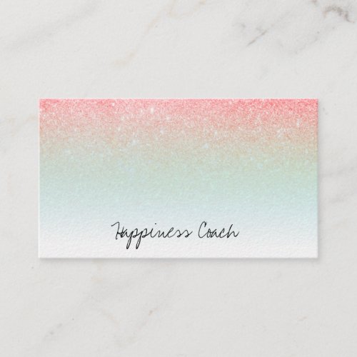  PINK PEACH AQUA White Ombre Gradient Glitter Business Card