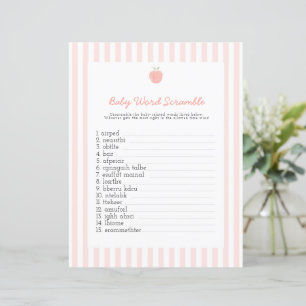 pink peach baby word scrabble baby shower game