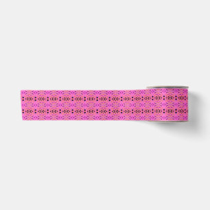 Pink Peach Black Art Deco Lattice Pattern Birthday Satin Ribbon
