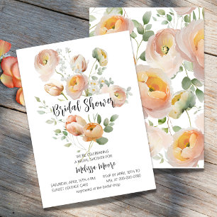 Pink Peach Blooms Bridal Shower Invitation